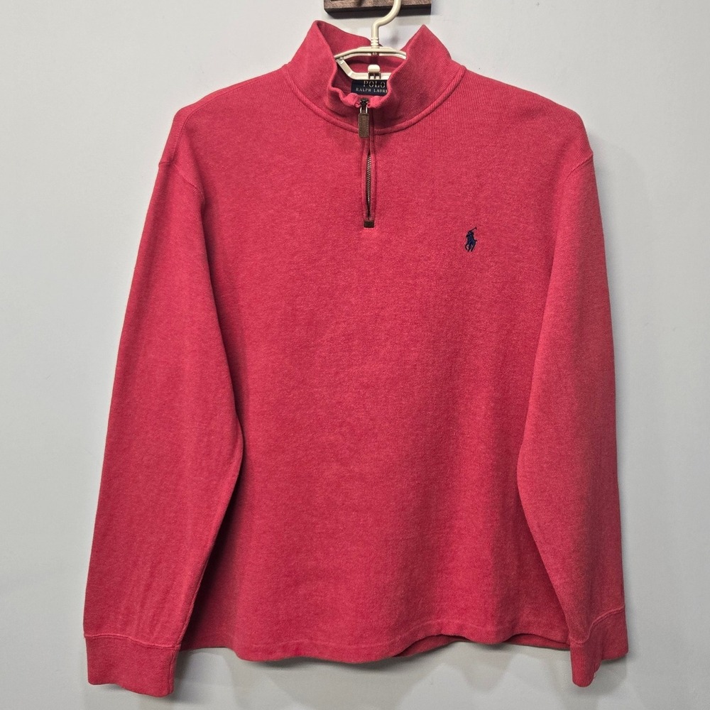 Polo Ralph Lauren Quarter Zip‎ Sweater XL Red Old Money Preppy Heritage Holidays